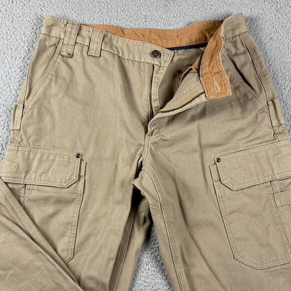 Duluth Trading Co Cargo Heavy Pants Men's 37x32 Tan Utility Workwear Rugged - Picture 2 of 10